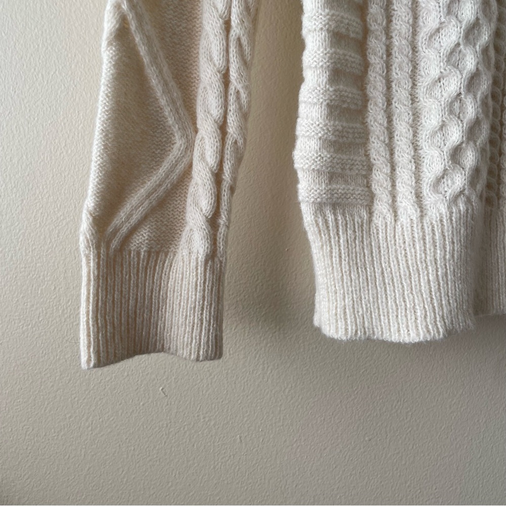 Aelfric Eden Cream Fisherman Cable Knit Sweater M Chunky - Picture 3 of 7
